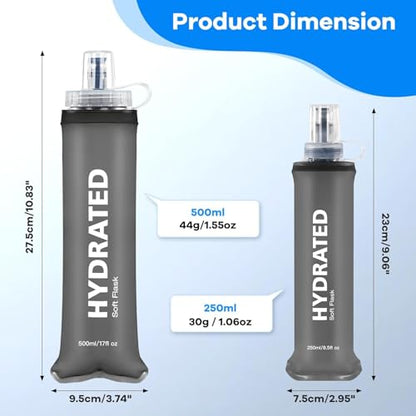 WEMEET 2Pack Soft Flask, 8.5oz Collapsible Soft Water Bottle, 250ml Foldable TPU Bottles for Hydration Pack BPA-Free, Running Lightweight Water Bottle for Hiking Cycling Climbing Running - style: 250ml