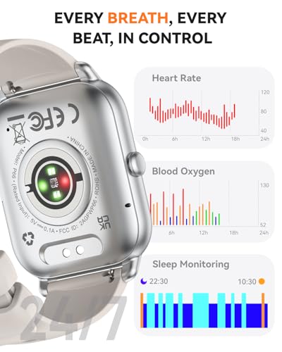 Smart Watches for Men Women, Fitness Tracker with Activity Counter/Sleep Monitor, IP68 Waterproof Smart Watch for Android iPhone iOS Compatible (Starlight, 1.83) - color: Starlight