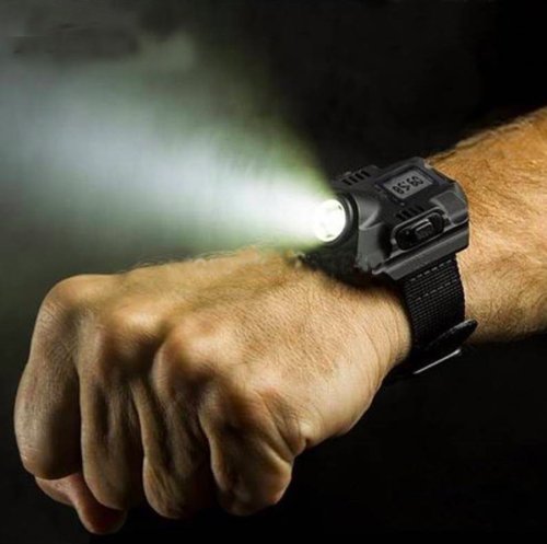Waterproof LED Tactical Display Rechargeable Wrist Watch Flashlight Multi Tools Outdoor Lighting for Outdoor Camping Hunting