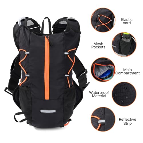 Hydration Backpack with 2L Bladder Water Pack for Hiking Cycling Running - color: black