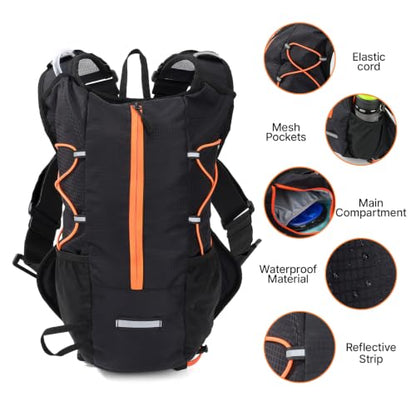 Hydration Backpack with 2L Bladder Water Pack for Hiking Cycling Running - color: black