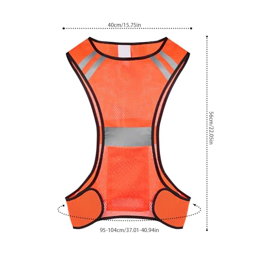 MioCloth High Visibility Reflective Running Vest with Pocket, Breathable Mesh Safety Vest, Unisex Cycling Jogging Night Gear - color: Orange
