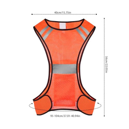 MioCloth High Visibility Reflective Running Vest with Pocket, Breathable Mesh Safety Vest, Unisex Cycling Jogging Night Gear - color: Orange