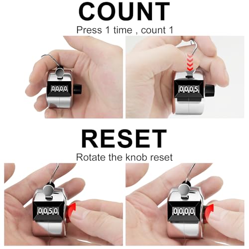 Decymis 2 Pack Clicker Counter, Metal Hand Tally Counter Clicker, Silver