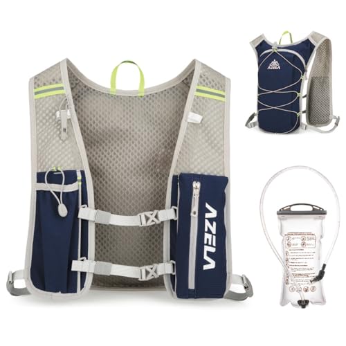 YAPJEB Lightweight Hydration Pack Backpack Vest, Optional 1.5L 2L BPA Free Water Bladder - Leakproof Breathable for Men Women Running Hiking Cycling Marathon - color: 02 Dark Blue(with 1.5L Water Bladder)