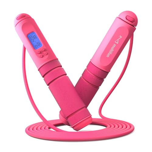multifun Digital Jump Rope with Smart Counter & Timer - Adjustable Speed Skipping Rope for Fitness, Weight Loss, Boxing, MMA - Tangle-Free Ball Bearings & Anti-Slip Handles for Men, Women, Kids.(2026 New Evolution for 3second Rope Swap) - color: Rosepink