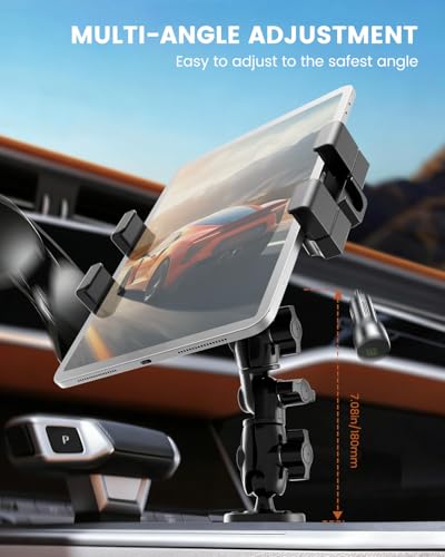 OHLPRO Heavy Duty Drill Base Tablet Mount for Truck Dashboard - Permanent Screw Down iPad Car Holder for Semi Trucks, Vans & Commercial Vehicles, Fits 5-17 Inch Devices, 360° Rotating Adjustable Arm - size: Standard Arm