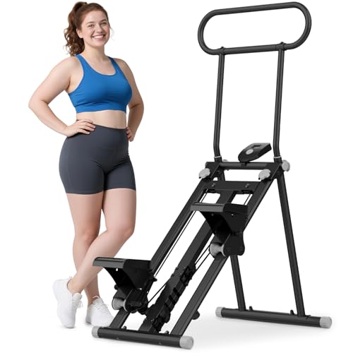 ERGOLIFE Stair Stepper for Home Gym, Stair Climber Workout Machine with Upgraded 6-Level Adjustable Resistance, Foldable Vertical Full Body Cardio Equipment, Non-Slip Pedals, Quiet 350 LBS Capacity - color: Black
