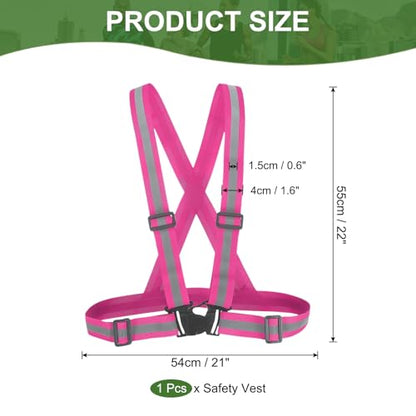 PATIKIL Reflective Safety Vest, Hi-Vis Safety Vests, Adjustable High Visibility Reflective Strips for Outdoor Jogging - color: Fuchsia