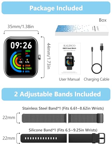 Smart Watch Men Women [2 Bands, 44mm case] 1.83" Alexa Fitness Tracker, Heart Rate, Sleep, Stress Monitor, IP68 Waterproof Smartwatch, Make/Answer Calls, Compatible with iPhone & Android Phones - color: Stainless Black