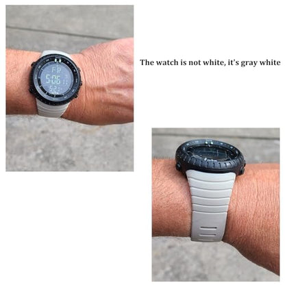 PALADA Men's Digital Sports Watch Waterproof Tactical Watch with LED Backlight Watches for Men - color: Grey White