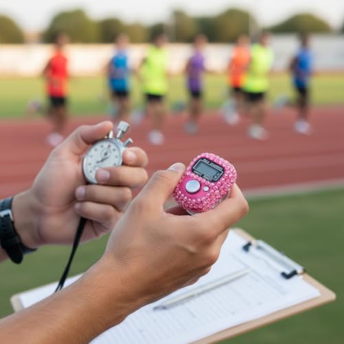 Electronic Finger Tally Counter Clicker Counter,Convenient Portable Digital Display Tally Counter,Resettable Mini Lap Counter for Golf Goods Counting Accessories,Track and Field Lap Counters - color: Pink