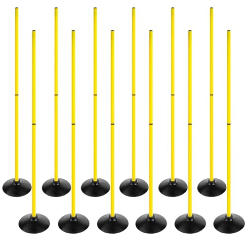 6FT Soccer Agility Poles with Rubber Base Detachable Speed Agility Stick Slalom Speed Training Pole Set for Sports