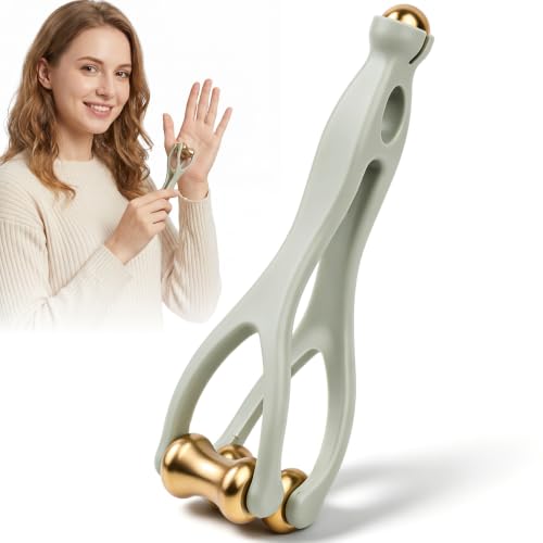 2-in-1 Brass Finger Massager Roller,Gua Sha Tool for Hand Arthritis Therapy