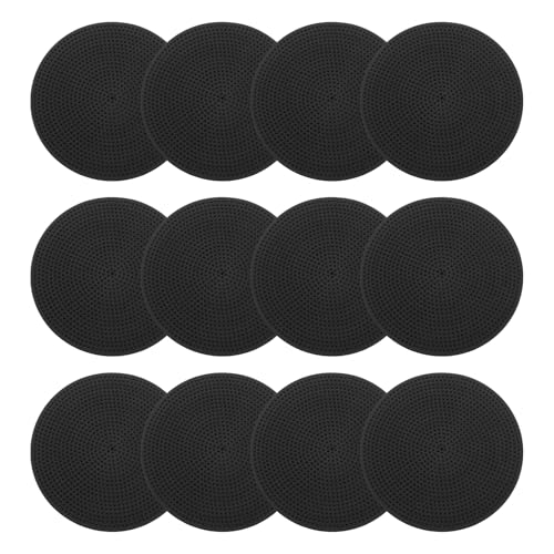 PATIKIL Poly Spot Markers, Rubber Floor Dots with Storage Bag Flat Agility Cones for Sports Training - color: Black, size: 6 Inch