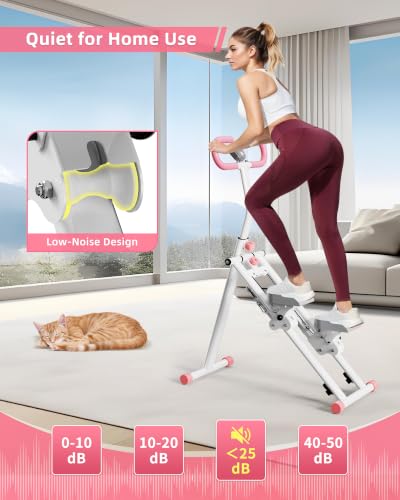 Stair Stepper for Home, Vertical Climber Workout Machine with Handlebar - color: Pink