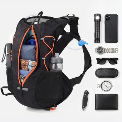 Hydration Backpack with 2L Bladder Water Pack for Hiking Cycling Running - color: black