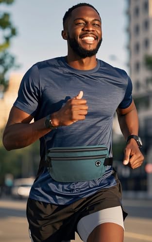 Slim Running Belt for Women Men Runners Fanny Packs With Phone Holder Hidden Pockets Exercise Waist Bag for Marathon Workout - color: Blue/T2085