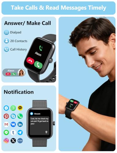 Smart Watch Men Women [2 Bands, 44mm case] 1.83" Alexa Fitness Tracker, Heart Rate, Sleep, Stress Monitor, IP68 Waterproof Smartwatch, Make/Answer Calls, Compatible with iPhone & Android Phones - color: Stainless Black