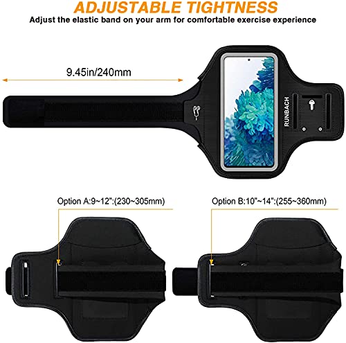 Water Resistant Running Armband for Samsung Galaxy S20 FE/S20+/S10+/S10 Lite/S9+/S8+,Galaxy A60/A51/A50/A32/A30/A20/A11/A10/A8S,with Fingerprint Touch,Adjustable Strap and Card Slot(Black)