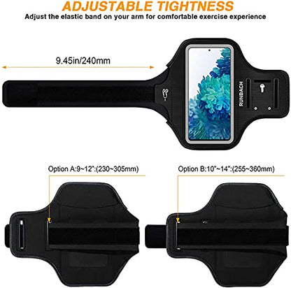 Water Resistant Running Armband for Samsung Galaxy S20 FE/S20+/S10+/S10 Lite/S9+/S8+,Galaxy A60/A51/A50/A32/A30/A20/A11/A10/A8S,with Fingerprint Touch,Adjustable Strap and Card Slot(Black)
