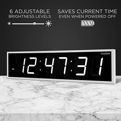 Ivation Oversized Digital Wall Clock with Large LED Display & Timer, 72" - color: White, size: 72" Inch