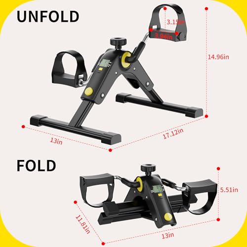 MOMODA Under Desk Bike Pedal Exerciser with LCD Display Portable Mini Exercise Bike for Arm and Leg - color: Black