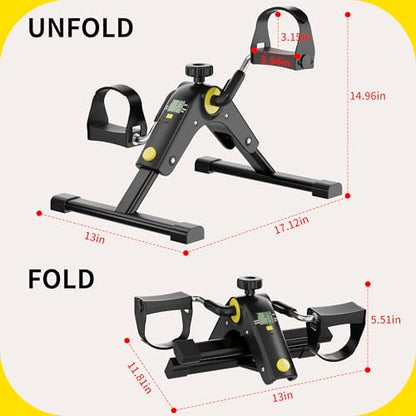 MOMODA Under Desk Bike Pedal Exerciser with LCD Display Portable Mini Exercise Bike for Arm and Leg - color: Black