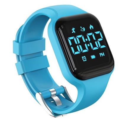 Kids' Digital Sport Pedometer Watch for Boys Girls,Waterproof, Fitness Tracker Watch, with Vibrating Alarm & Calendar, for Children, Teens, Students - color: blue