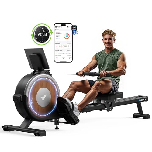 Merach Q1S Magnetic Rowing Machine Indoor, Dual Slide Rail, Quiet & Smooth - style: Electric-Adjust (Self-Powered)