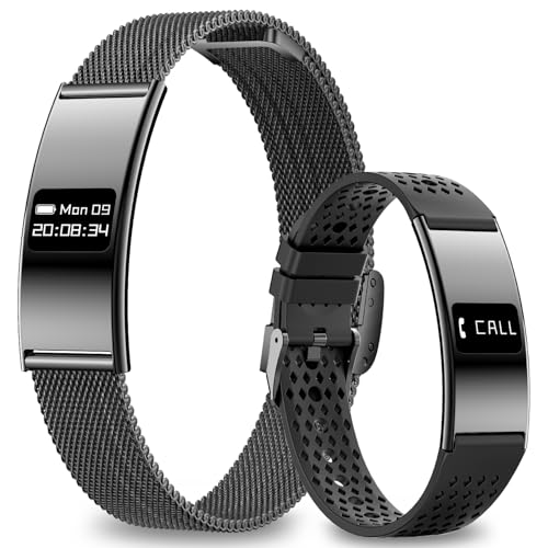 Efolen Smart Bracelet for Women Men, Activity Fitness Tracker, Smart Wristband with Heart Rate/Blood Oxygen/Sleep Monitor/Pedometer, IPX8 Waterproof Slim Smart Watch for Android iPhone, 2 Bands, Black - color: Black