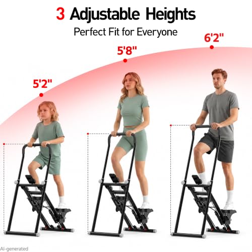 Steppers for Exercise at Home, Compact Folding Stair Climber with Quiet Shock-Absorbing Spring, Long Foam Grip, Stair Stepper for Full-Body Workout Equipment, Stair Stepper for Home