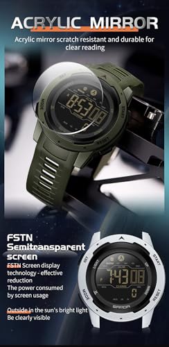 FANMIS Men's Digital Outdoor Sports Watch Pedometer Watch Water Resistant - color: Green