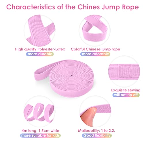 Cikyner Chinese Jump Rope, 4m Elastic French Skipping with Instructions