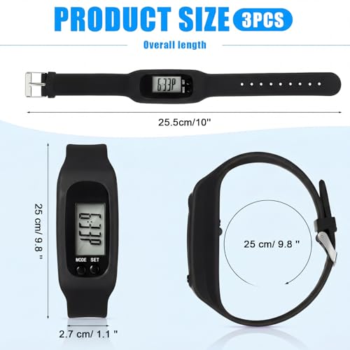 Kenning 3 Pcs Walking Running Pedometer Watch - color: Black,Red,White