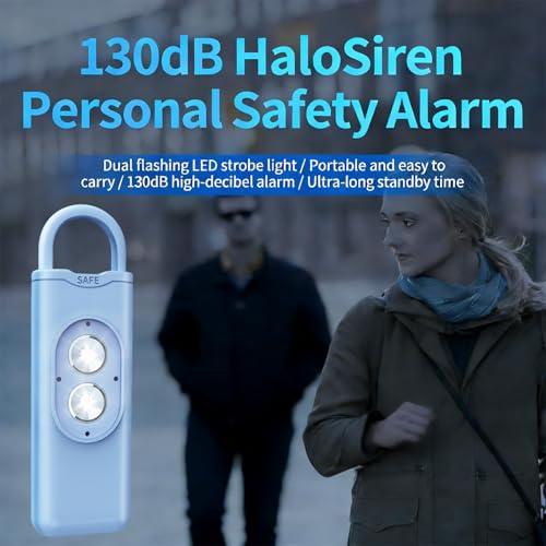 Halo-Siren Keychain, HaloSiren Personal Safety Alarm - 130db Loud Alarm Keychain with LED Strobe Light, Compact Emergency Siren (Double Flashing Lights - Orange + Copper Ring) - color: Double Flashing Lights - Orange + Copper Ring