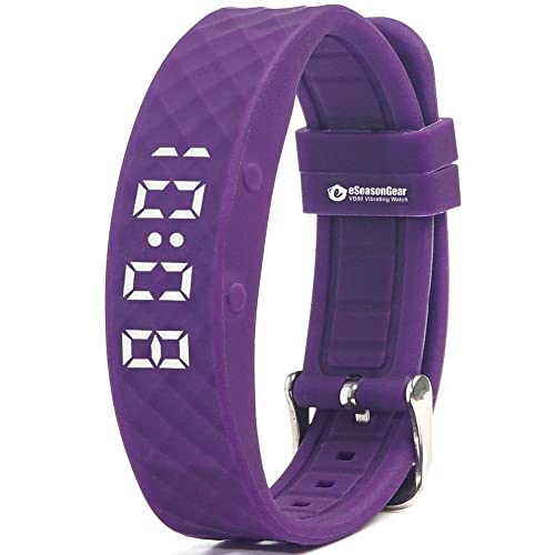 VB80 12 Alarm Vibrating Watch, Silent Vibration Shake Wake ADHD Medication Reminder - color: Purple-Large