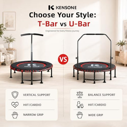 K KENSONE 40"/48" Foldable Bungee Rebounder Trampoline for Adults with Bar - size: 48 inch, style: T-Bar