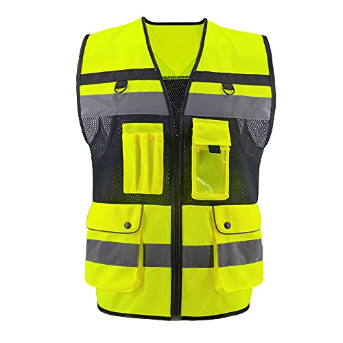Safety Vest High Visibility Reflective Construction Vest for Men - color: Yellow, size: 3X-Large