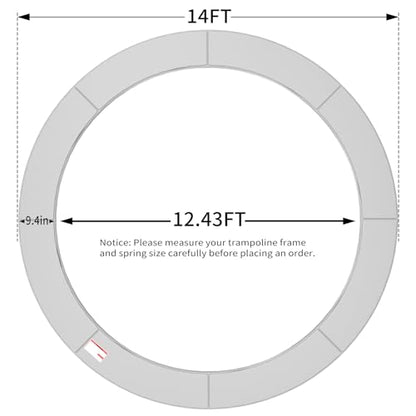 ACWARM HOME 16FT/15FT/14FT/12FT/10FT Trampoline Safety Pad Replacement, Round Trampoline Spring Protection Cover, Fits 16FT/15FT/14FT/12FT/10FT Frames, Water-Resistant Trampoline Accessories - color: Gray, size: 14FT