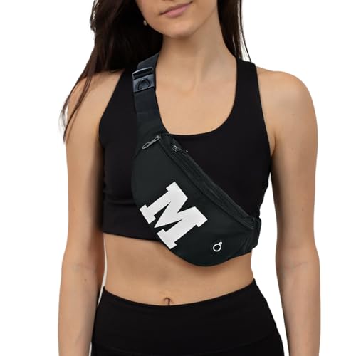 Fanny Packs for Men and Women Water-Repellent Sports Waist Pack Bag - color: 1pack-Black Letter M