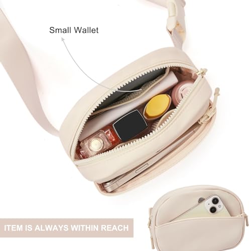 WESTBRONCO Fanny Packs for Women Men, Small Belt Bag Nylon, Lightweight Fashion Waist Packs, Mini Crossbody Bags with Adjustable Strap for Workout Running Traveling(Beige) - color: Beige-302