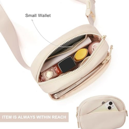 WESTBRONCO Fanny Packs for Women Men, Small Belt Bag Nylon, Lightweight Fashion Waist Packs, Mini Crossbody Bags with Adjustable Strap for Workout Running Traveling(Beige) - color: Beige-302