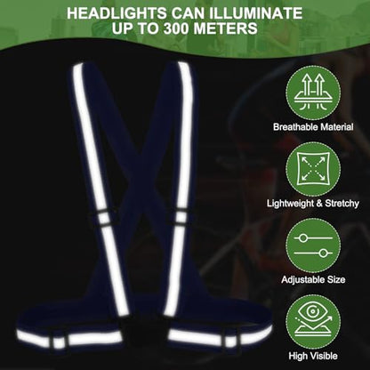 PATIKIL Reflective Safety Vest, Hi-Vis Safety Vests, Adjustable High Visibility Reflective Strips for Outdoor Jogging - color: Dark Blue
