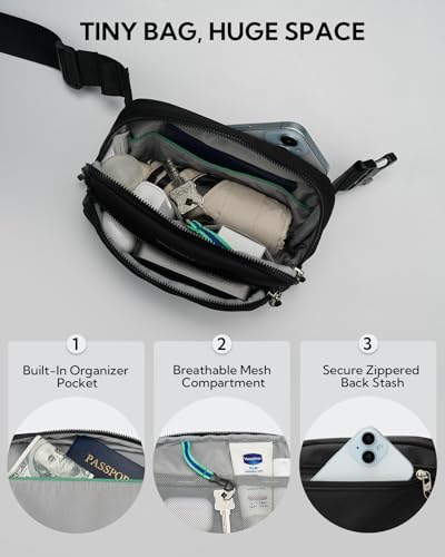 WATERFLY Fanny Pack Belt Bag for Men Women Casual Waist Pack - color: Black