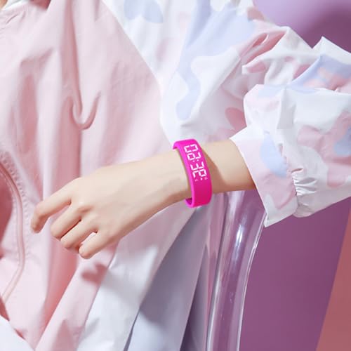 Gosasa Lightweight LED Digital Sport Watch Waterproof Fitness Tracker with Calorie Counter, Pedometer, Vibrating Alarm, USB Rechargeable Silicone Wristband for Men Women (Rose Red) - color: Rose Red