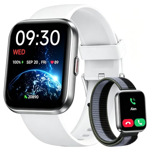 Woneligo Smart Watch for Women, Answer/Make Calls, Alexa Built-in, 1.85" Touch Screen Fitness Tracker for Android & iPhone, Heart Rate/Sleep/SpO2 Monitor Smartwatch, Waterproof (White) - color: White