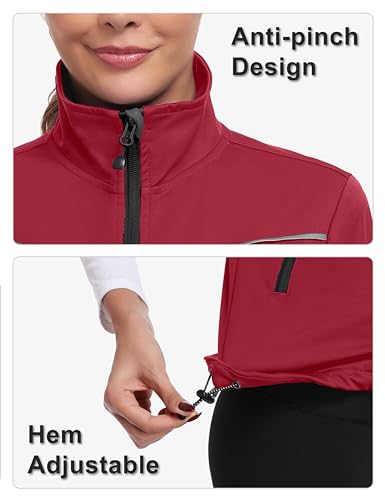 Little Donkey Andy Women's Short Sleeve Golf Jacket Lightweight Water Resistant Quick Dry Running Vest with Zipper Pockets - color: Red, size: Large