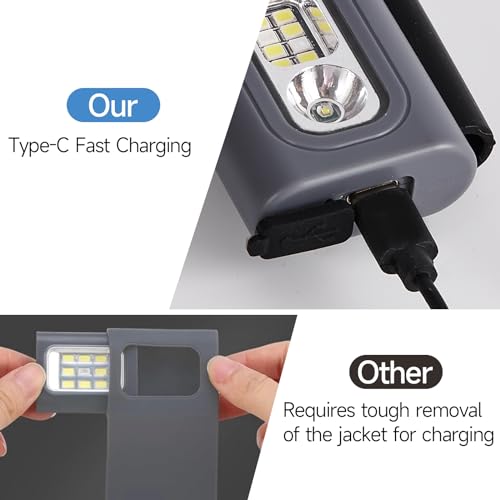 Running Light,USB Rechargeable jogging Light 6 Lighting Modes Strong Magnetic Lights Portable Clip On Running Lights with Runners and Joggers for Hiking,Running,Camping,Outdoor Adventure,1Pack-Grey - color: Grey-1