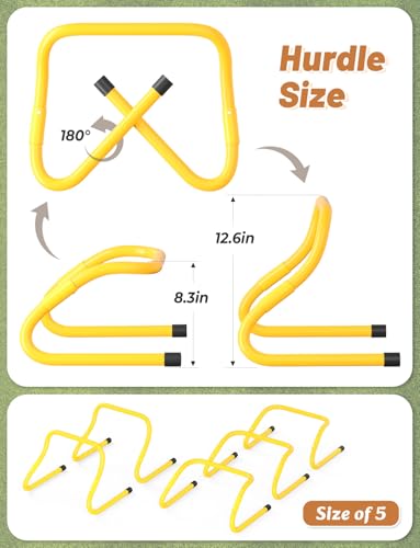 GHB Agility Hurdles Adjustable 8.3"&12.6" Speed Training Equipment Set - color: Yellow 5 Pack